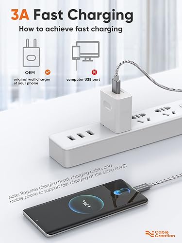 Miniatura 3 de CableCreation Paquete de 2 cables USB C de 4 pies, cable USB A a C, cable de carga rápida 3A 480 Mbps de datos, cable USB a USB C compatible con