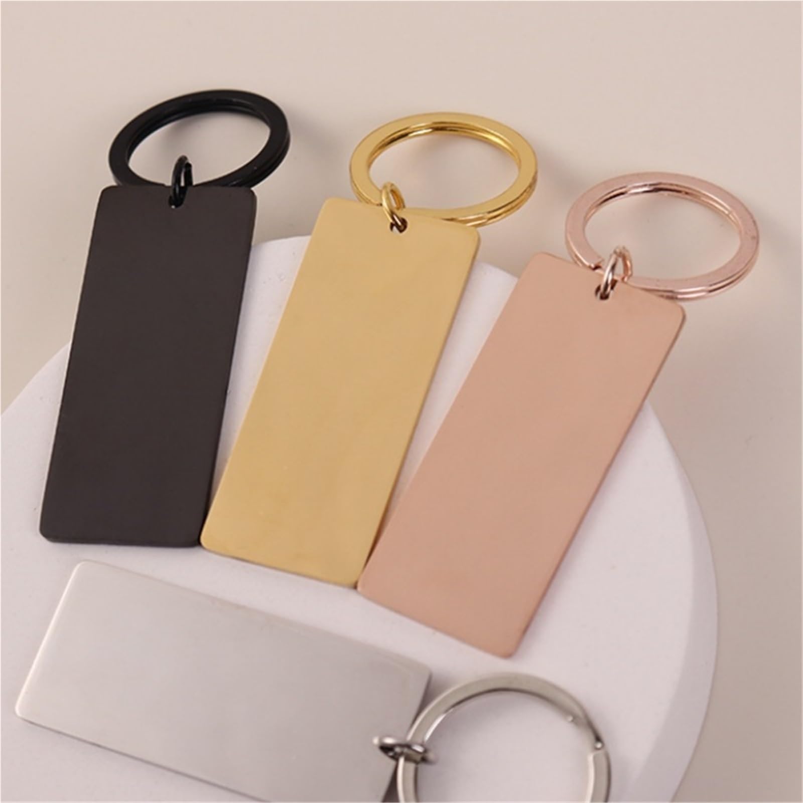 10 llaveros rectangulares de acero inoxidable pulido con espejo for personalizar tu nombre coche Para Hombres