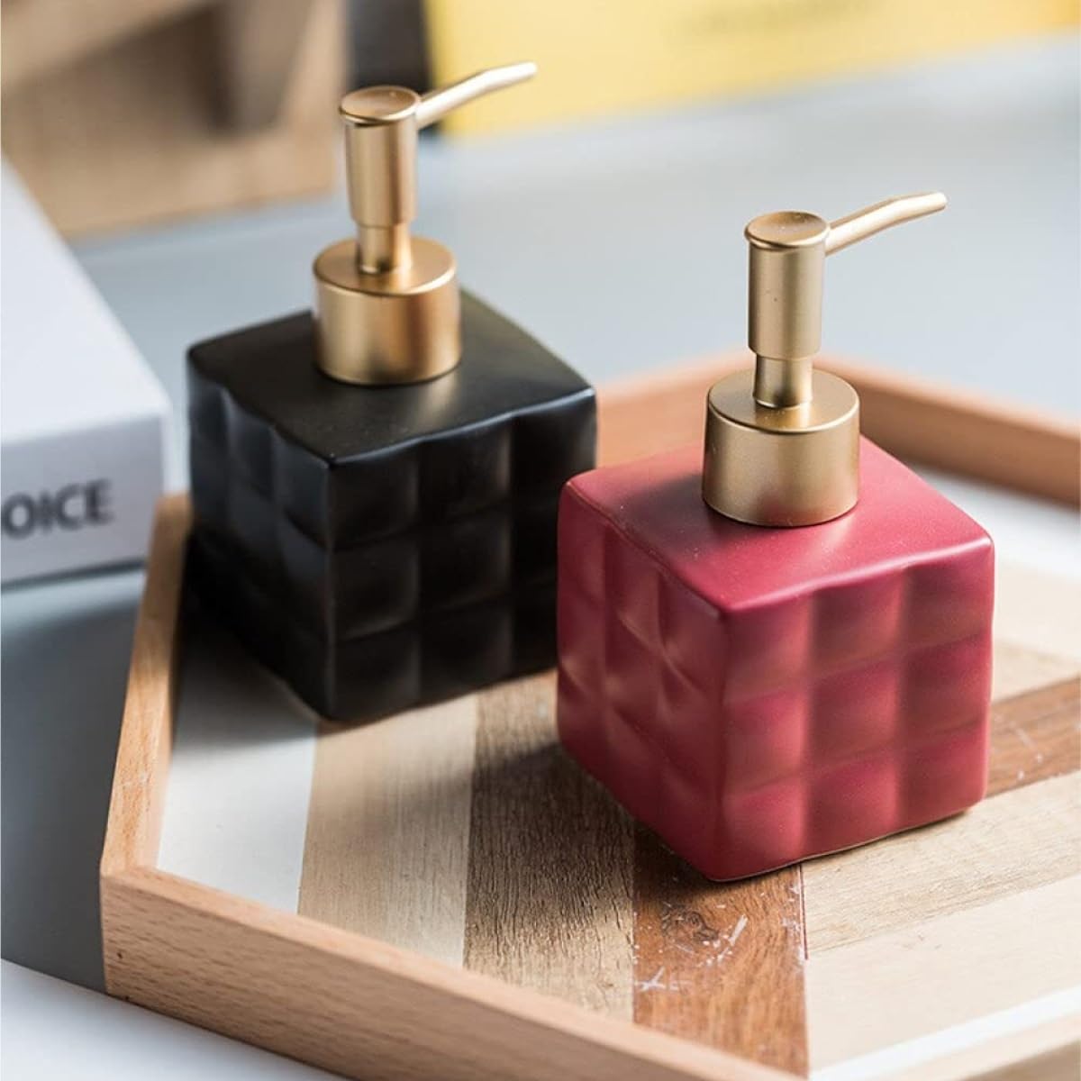Dispenser Sapone Liquido Distributore Di Sapone Liquido In Ceramica Lozione Ricaricabile Bagno(G)