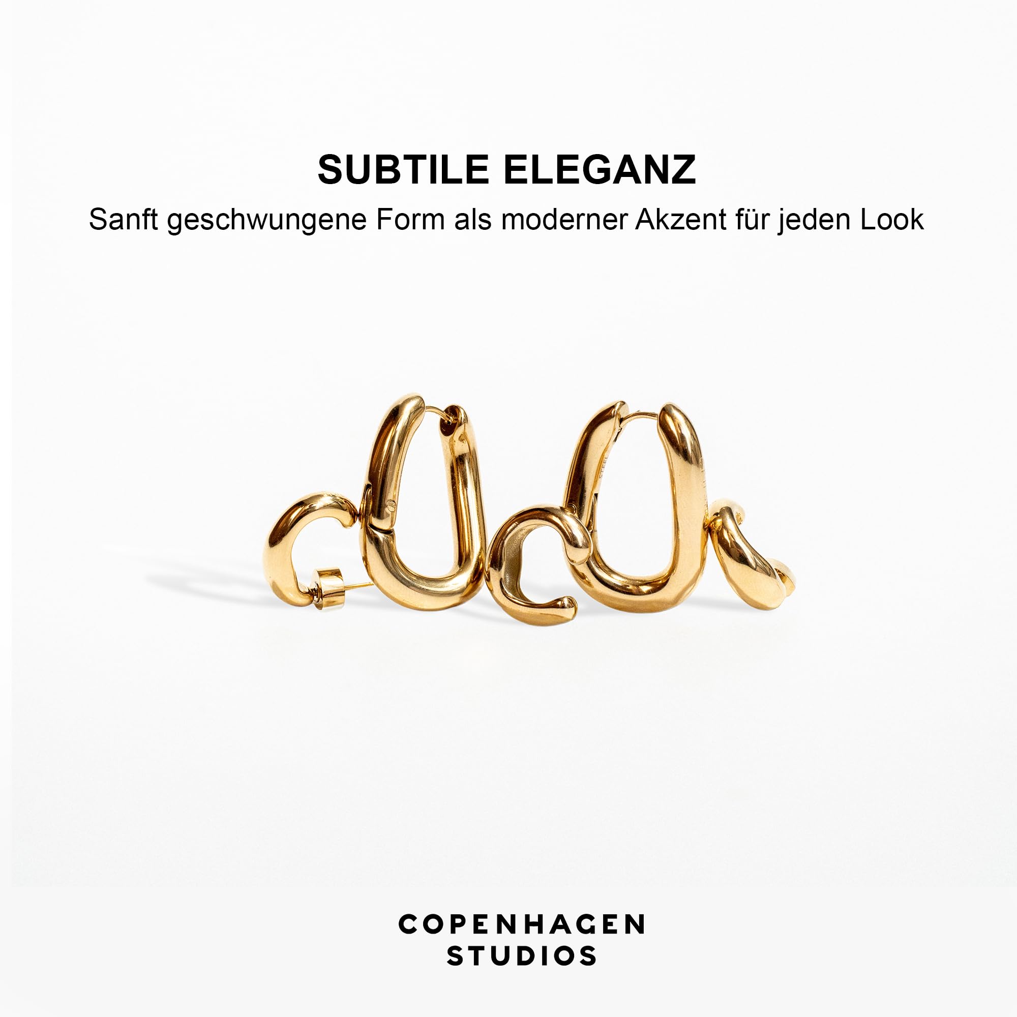 Organics Ear Cuff – Orecchini da donna in acciaio inox lucido – Design organico – Impermeabile e delicato sulla pelle
