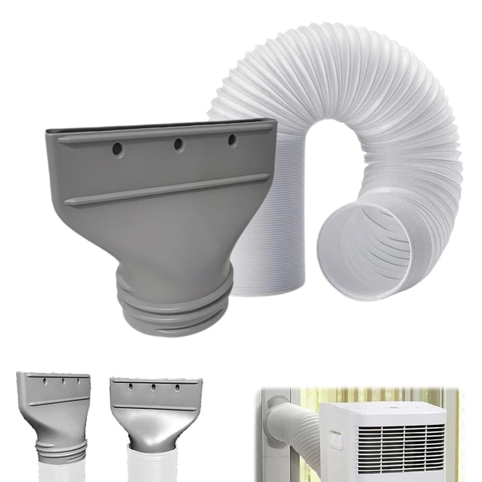 Portable Air Conditioner Hose with Coupler, Flat Air Conditioner Hose Adapter with 150mm Exhaust Pipe Kit, AC Exhaust Vent Duct Hoses Coupler Kit, Universal AC Tube Hoses Accessories