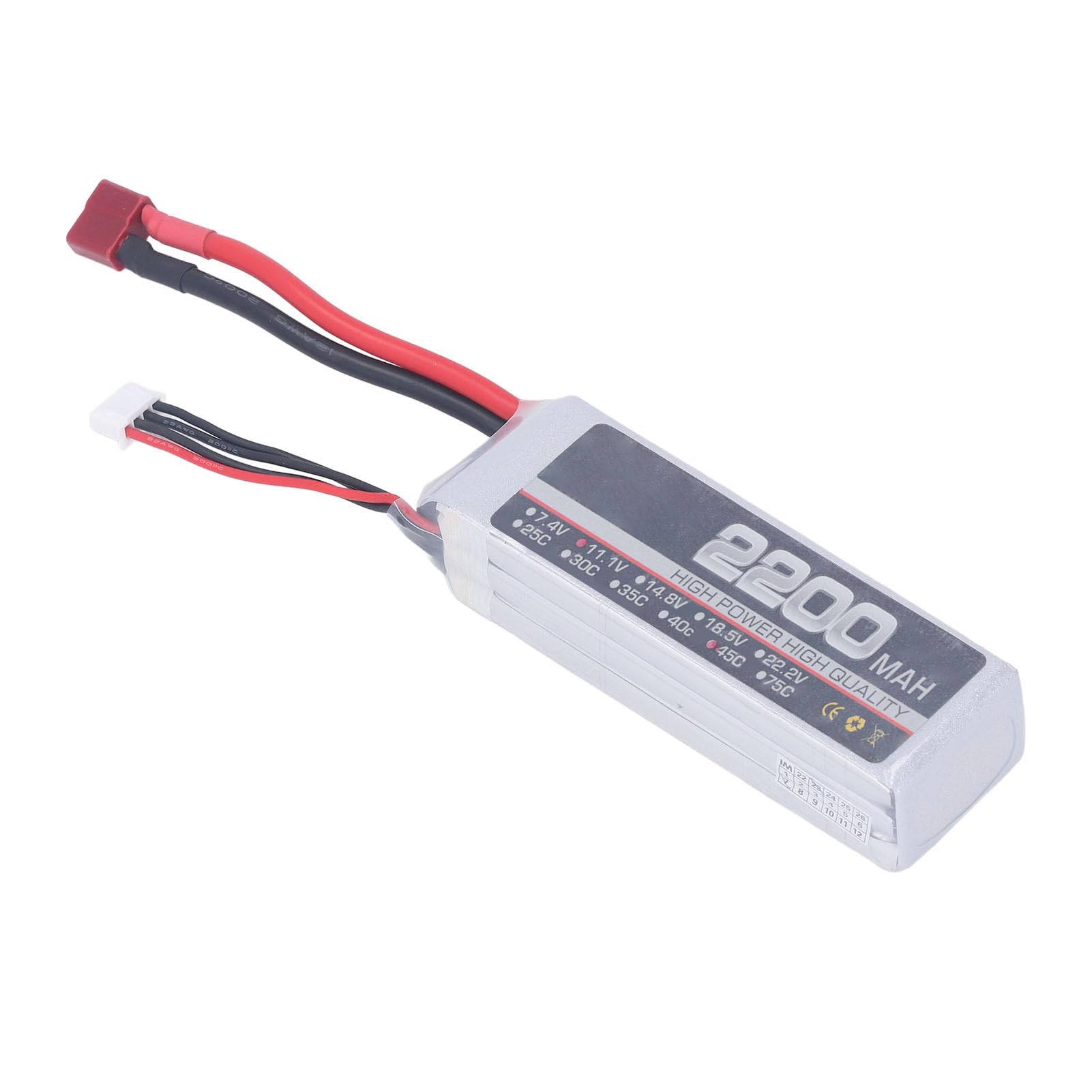 Batteria Al Litio RC, Batteria LiPo Ad Alte Prestazioni da 2200 MAh per Parti di Droni RC (Spina a T)