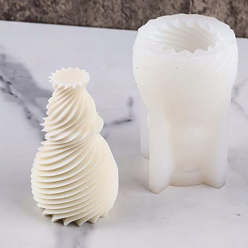 Miniatura 4 de Molde de vela de silicona con forma de jarrón giratorio a rayas, molde de jabón de vela geométrica de ondant, molde para hornear pastel de