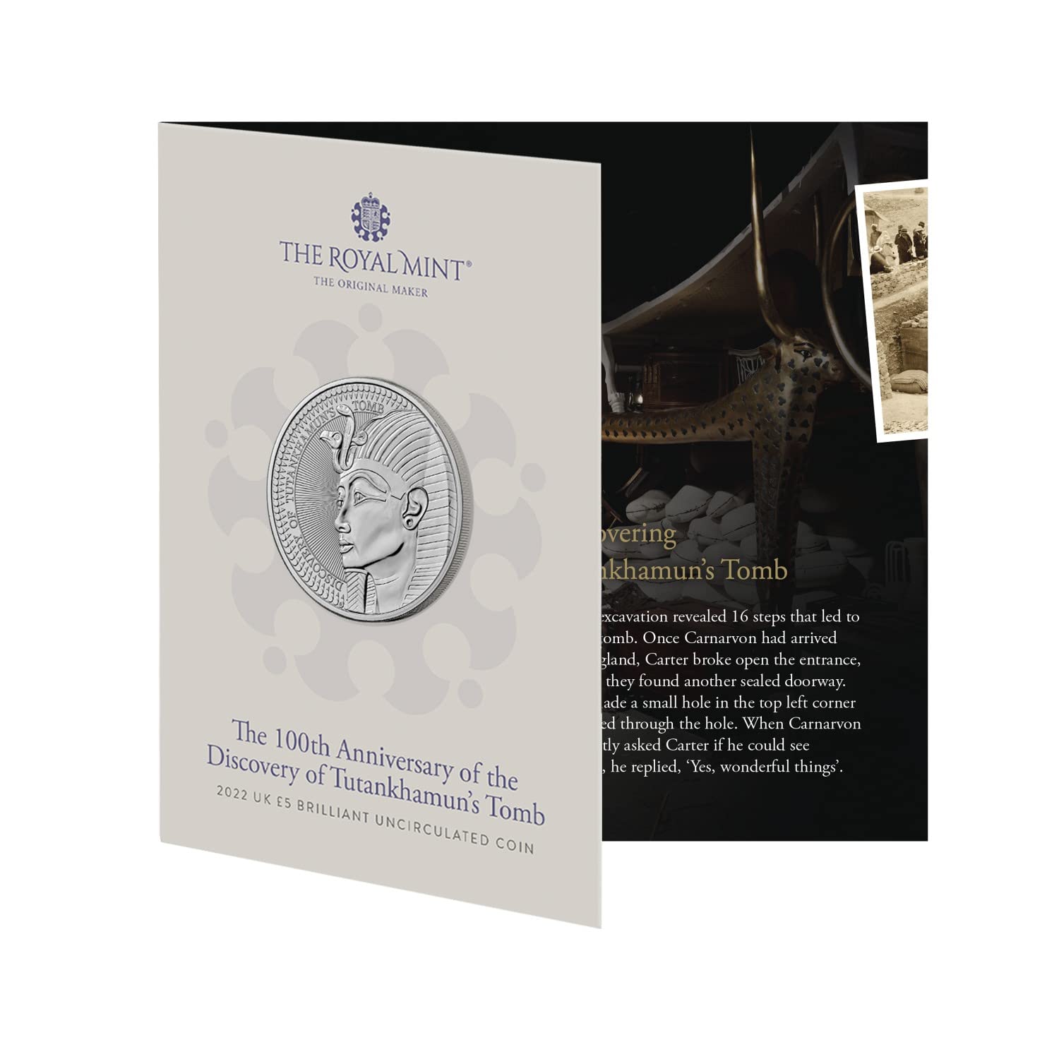 CrawleyCoins 2022 Discovery of Tutankhamun's Tomb UK £5 Brilliant Uncirculated Coin in Mint Sealed Pack