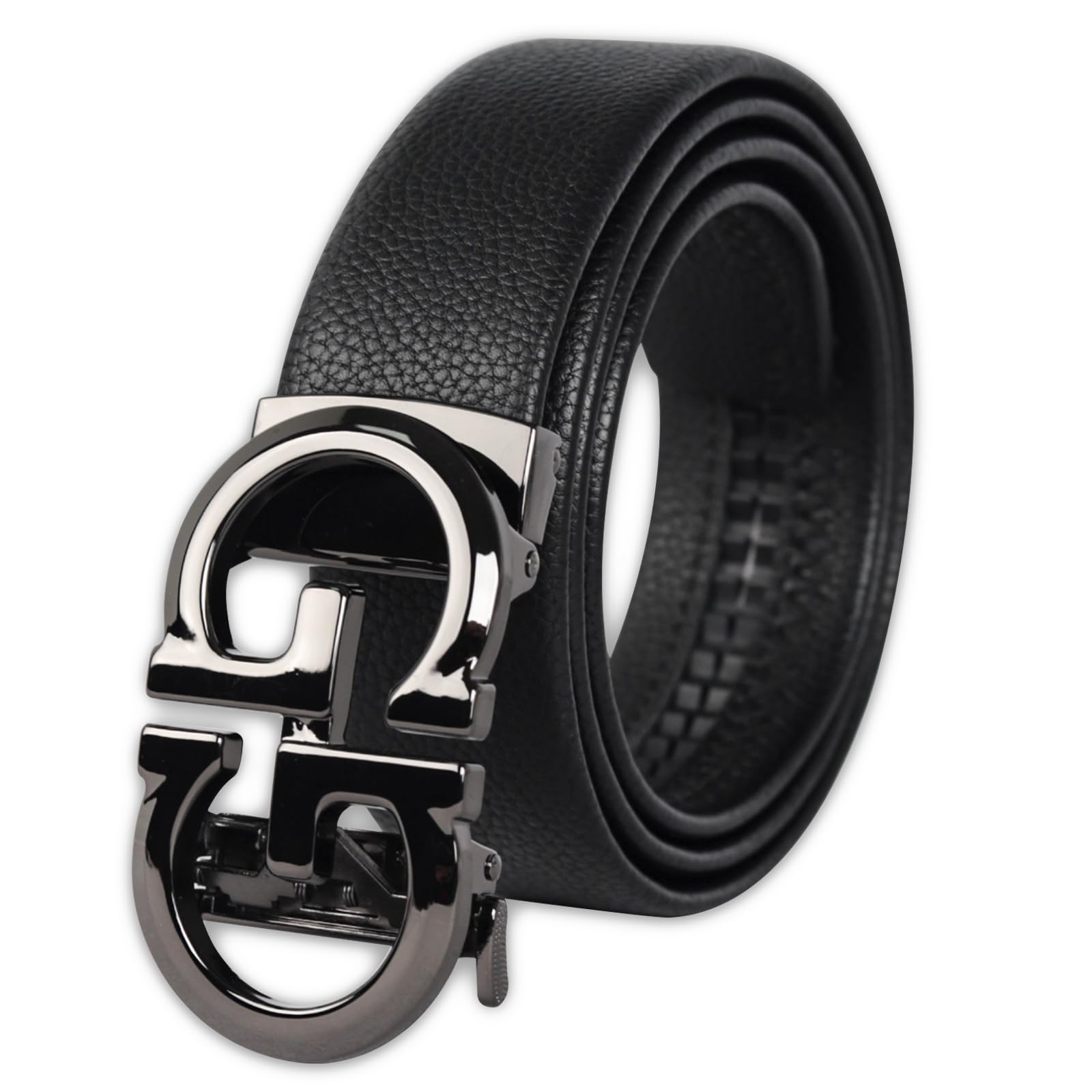 Aurolran Men&Womens Leather Dress Belt Business Automatic Buckle Belt Color:Black Silver Gold