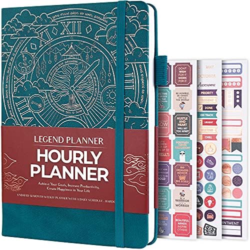 Legend Planner Hourly Schedule Edition  Deluxe Weekly & Daily Organizer with Time Slots. Time Management Appointment Book Journal for Work & Personal Life, Undated, A5 Hardcover  Seashell, Gold Foil