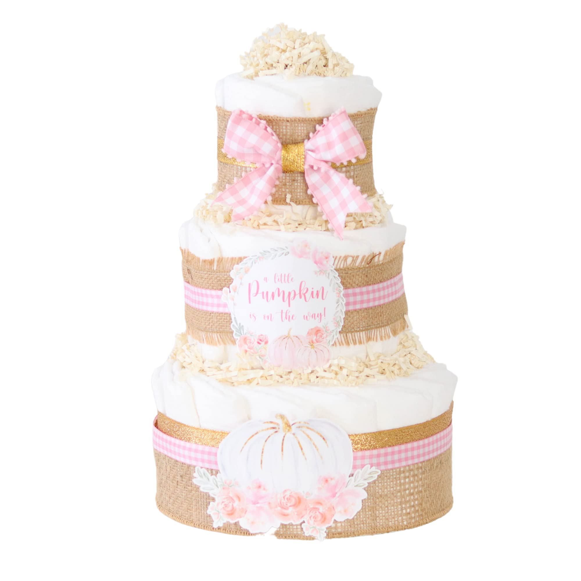 Amazon.com: Pink and Gold Pumpkin Diaper Cake, Fall Baby Shower
