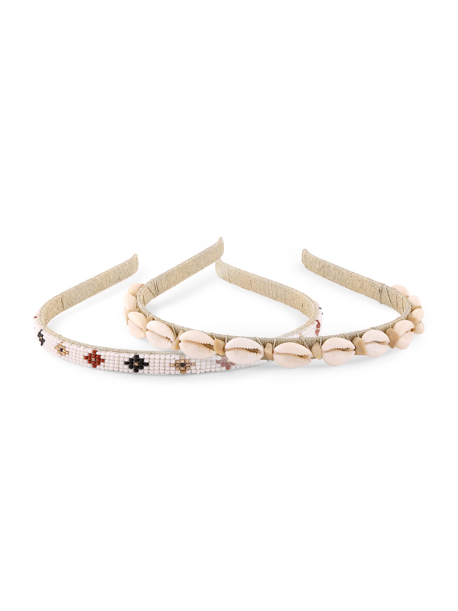 Zaveri Pearls Set of 2 Contemporary Cowrie Shell & Beads Embellished HairBands For Women-ZPFK14363 (B0B6J3LZSP) Amazon Price History, Amazon Price Tracker