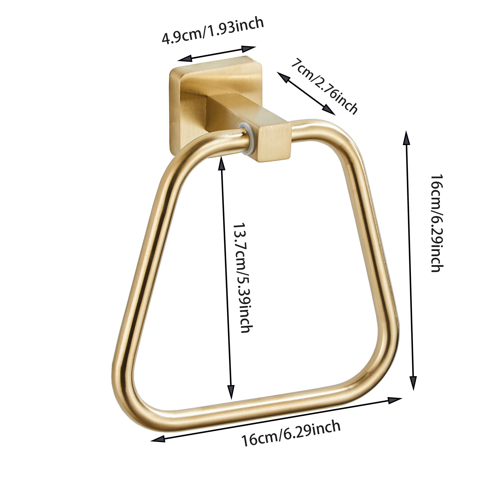 Handtuchring aus gebürstetem Gold, für Badezimmer, Küche, Badetuchhalter, Wandhalterung, robuster Edelstahl