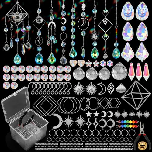 DIY Suncatcher Kit 400pcs Crystal Sun Catchers Ornament Making Supplies Arts and Crafts Kits for Adults Indoor Windows Hanging Prism Garden Office Home Decor Gifts for Women Birthday Mothers Day