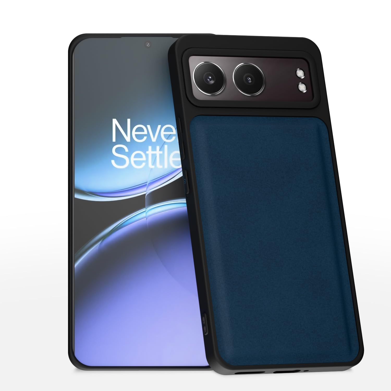 Amazon basics Back Cover for OnePlus Nord 4 5G | Premium PU Leather | Soft Touch Finish | Full Camera Protection | Raised Edge Bumper Case (Blue)