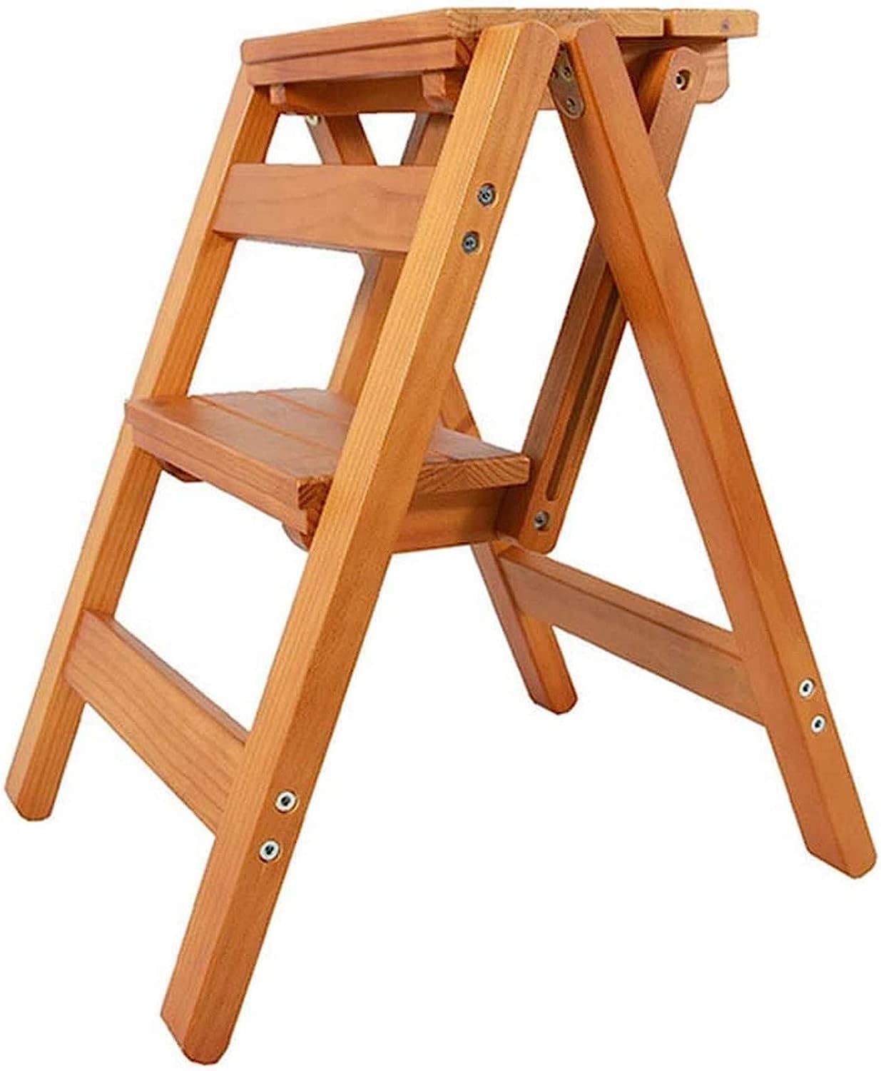 Tabourets d'échelle OKUOKA en bois massif 2 marches pliable 150kg