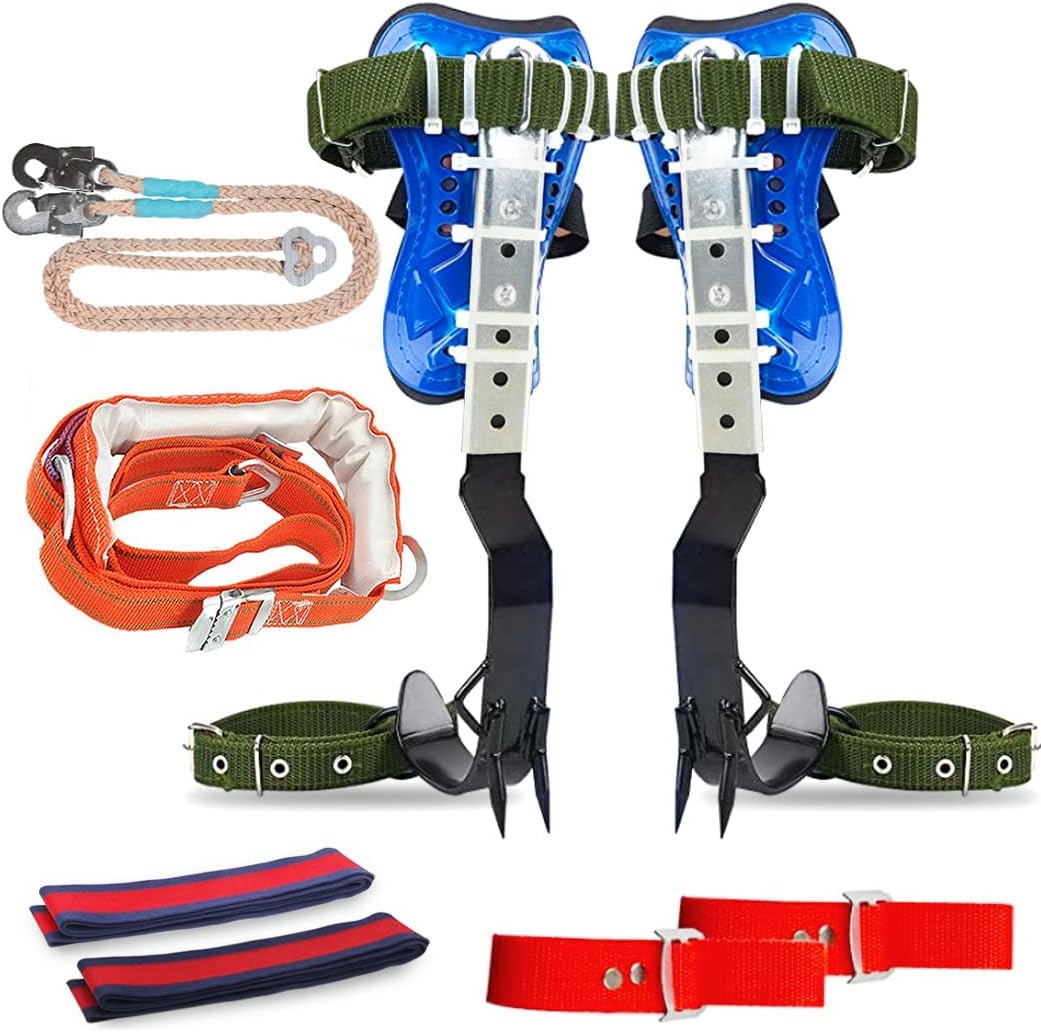 Tree Climbing Spikes Set, 304 Stainless Steel Tree Climbing Tool Set Adjustable Tree Climbing Spike 2 Gears with Non-Slip Pedal for Outdoor Activities