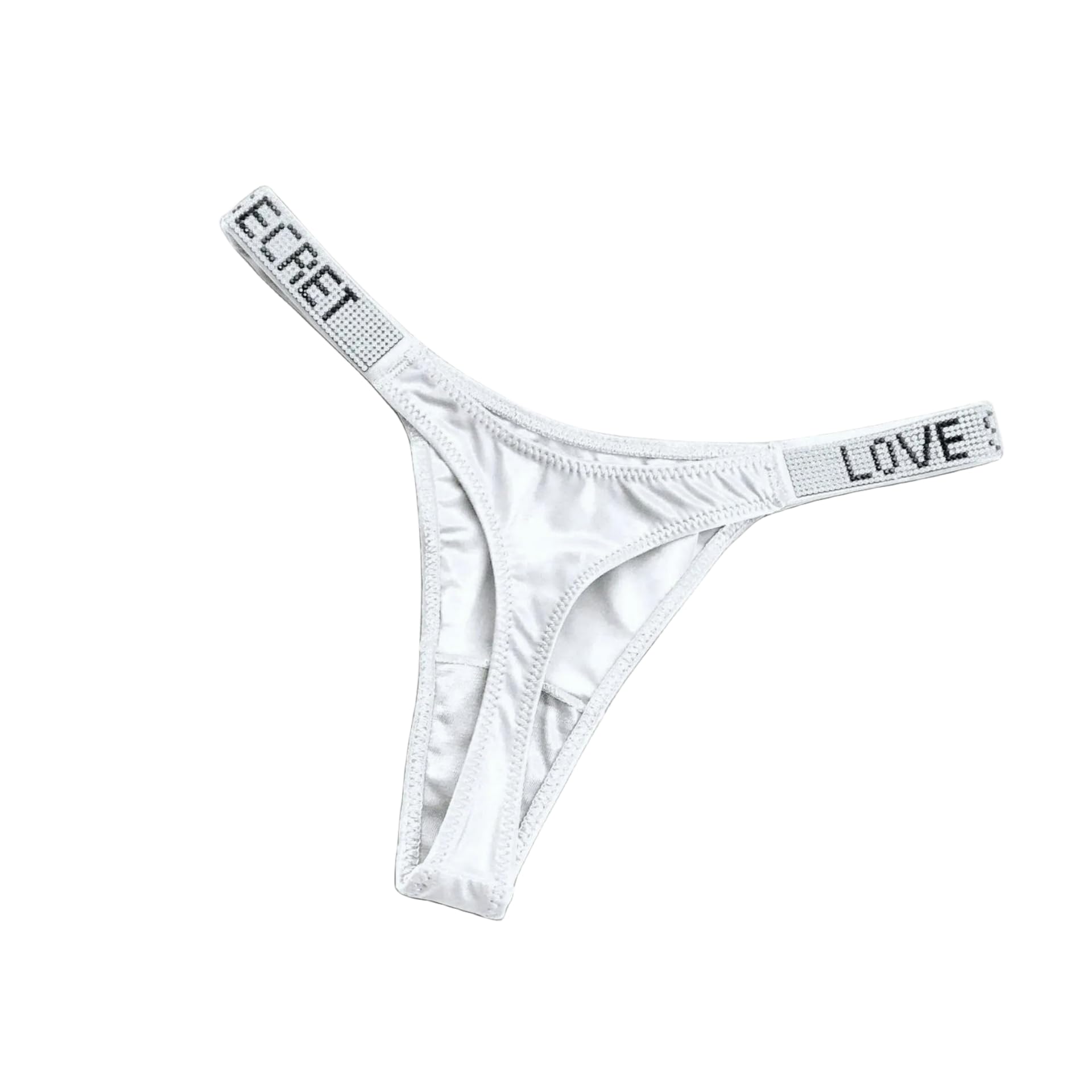 Fydranix Women's White 1Pc Shiny Rhinestone Thong Low Waist Panties Sexy Underwear Briefs Lingere Panty Underware Lingerie Thongs