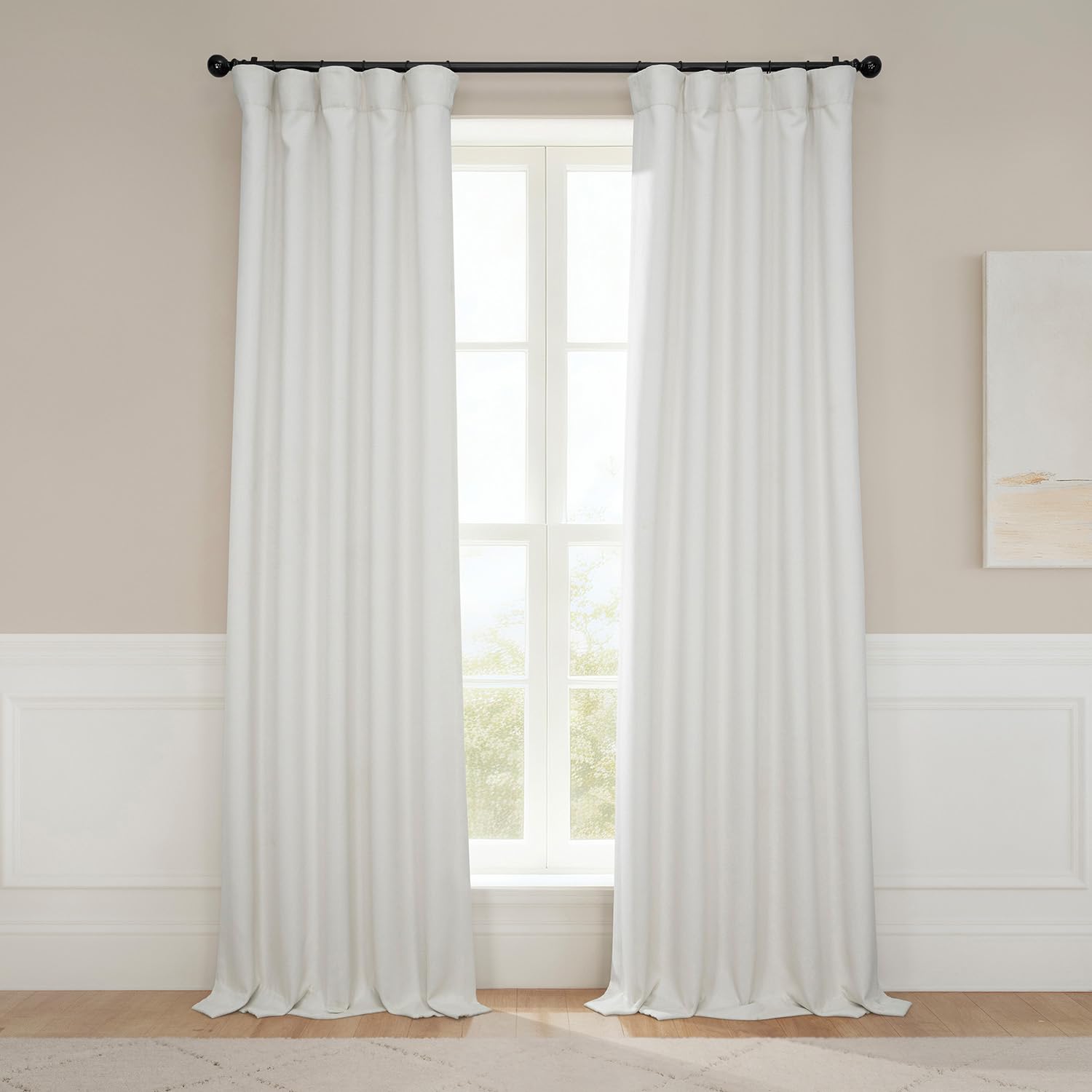 HPD Half Price Drapes Faux Linen Textured Room Darkening Curtains for Bedroom 108 Inches Long (1 Panel), 50W X 108L Curtains for Living Room Home Decor, Birch