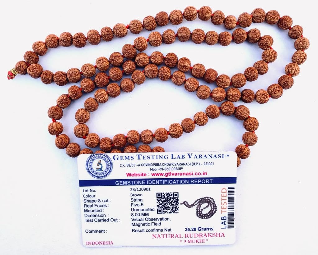 Honodix® Original 5 Mukhi Rudraksha Mala 108 Beads with Certificate 8 MM Size (5) (B0CLYWCFLV) Amazon Price History, Amazon Price Tracker