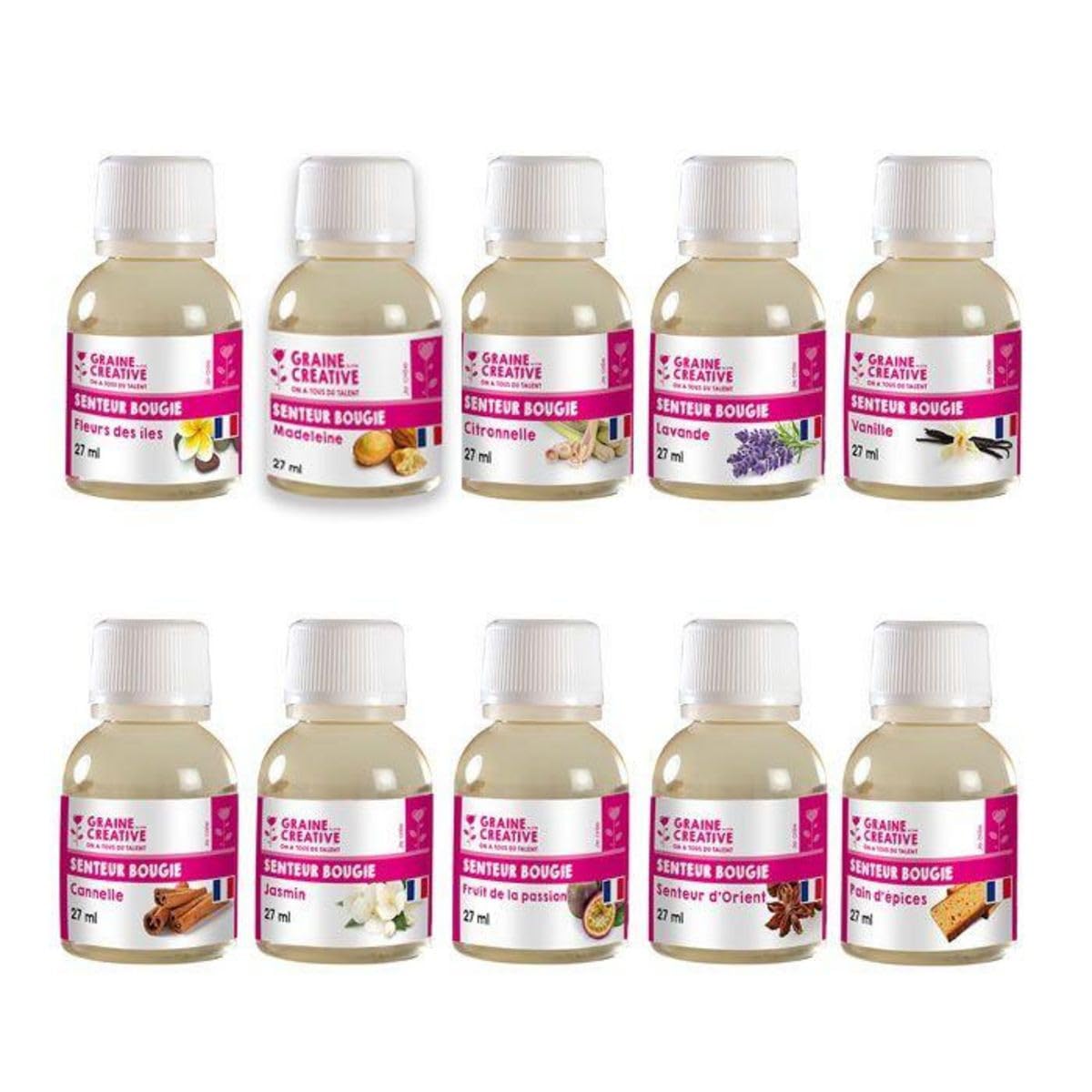 GRAINE CREATIVE Coffret 10 parfums pour Bougies à Faire soi-même 27 ML