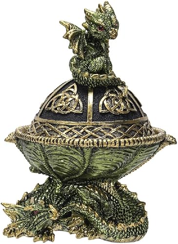 Pacific Giftware Caja de baratija celta con adorno de dragón doble, 6.35 pulgadas de alto