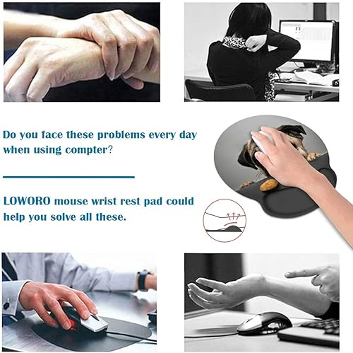 Miniatura 6 de Alfombrilla ergonómica para mouse con soporte de muñeca con juego de posavasos, bonita almohadilla grande para reposamuñecas con base de poliuretano