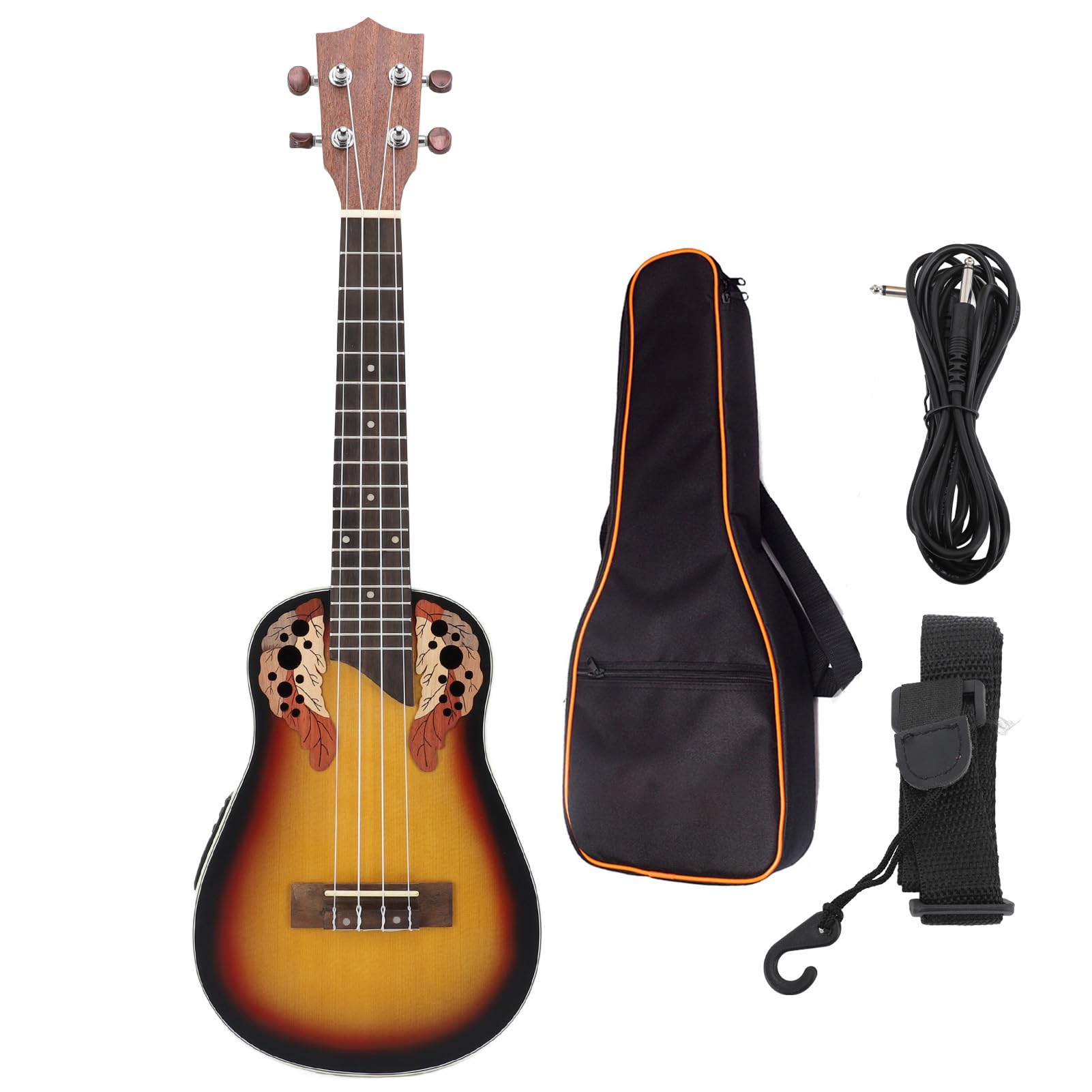 Ukulele 59 cm, 4-strunowe ciało świerkowe palisander podstrunnica gitara hawajska z 3-pasmowym korektorem początkujący profesjonaliści