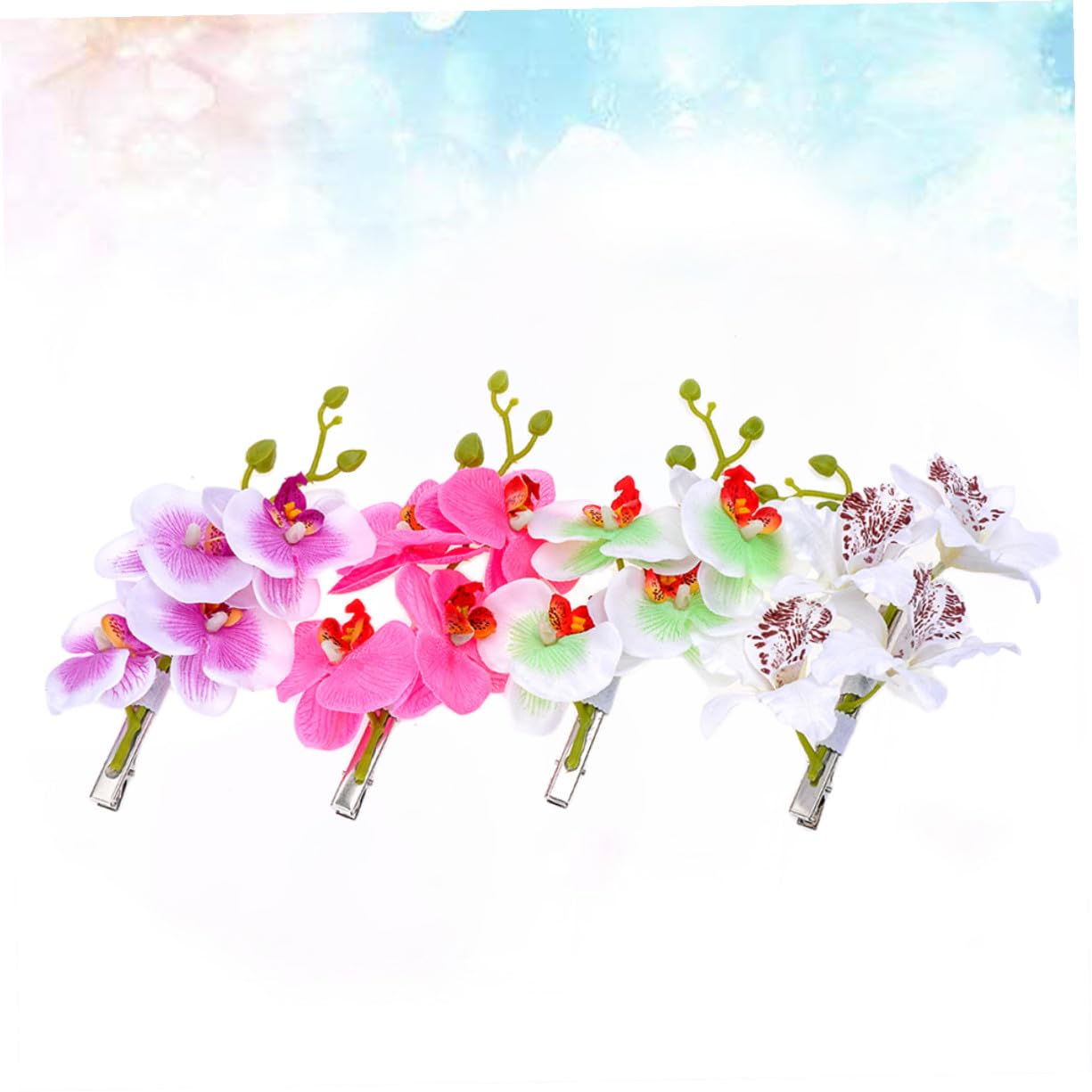 TOYANDONA Pince à Cheveux Orchidée Phalaenopsis Couleur Aléatoire en Tissu et Métal 4 Pièces Accessoires Décoratifs pour Filles et Femmes pour Mariage et Fête Musicale
