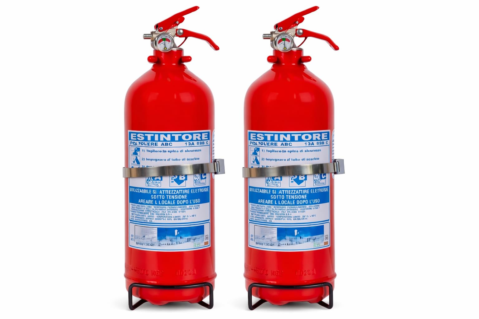 2 Estintori a Polvere 2 kg Certificati con Staffa e Cartello
