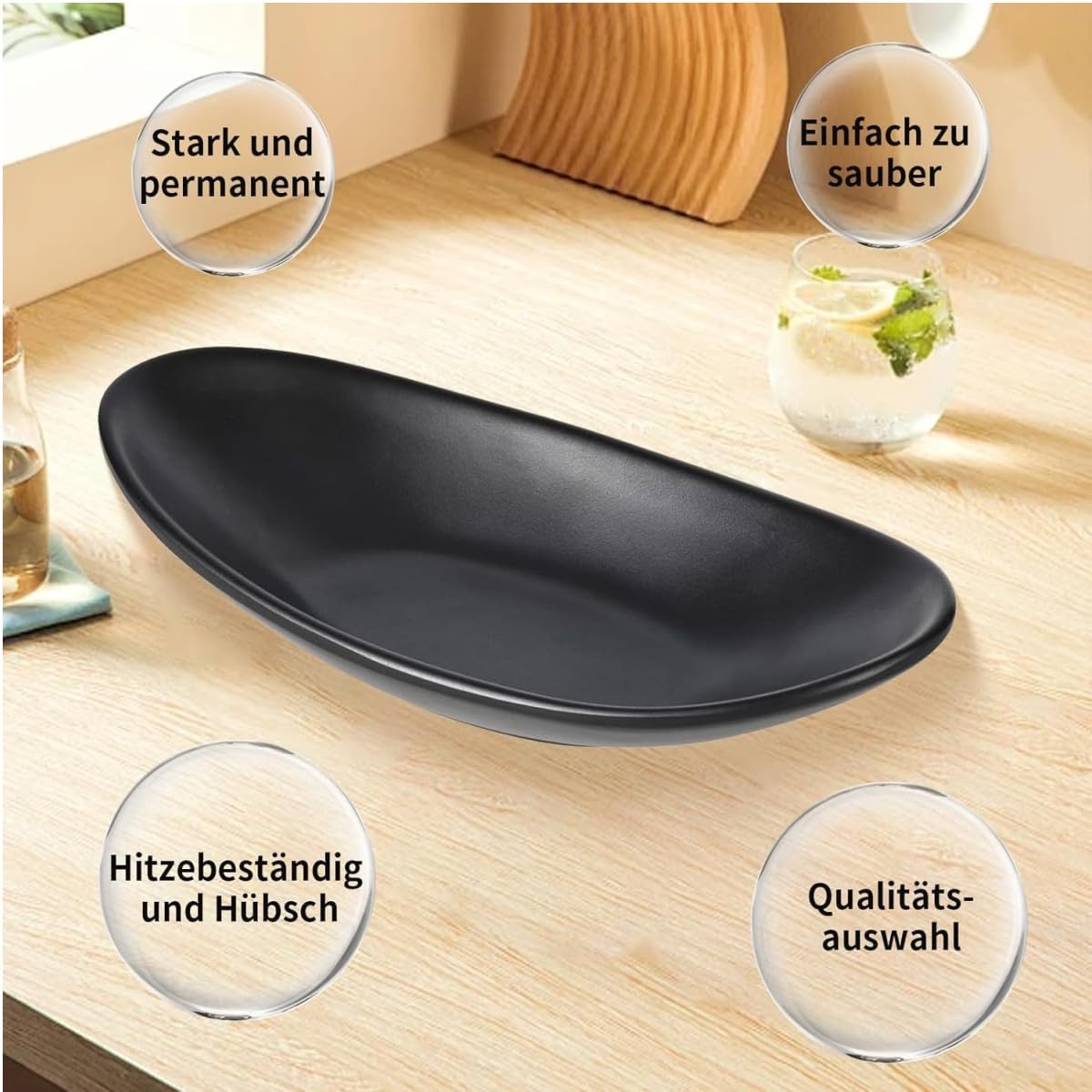 Bandeja Ovalada para Llaves y Joyas, Cuenco Decorativo para Monedas y Accesorios, Organizador de Mesa de Entrada, Bandeja Decorativa para Pasillo para Decoración del Hogar,negro