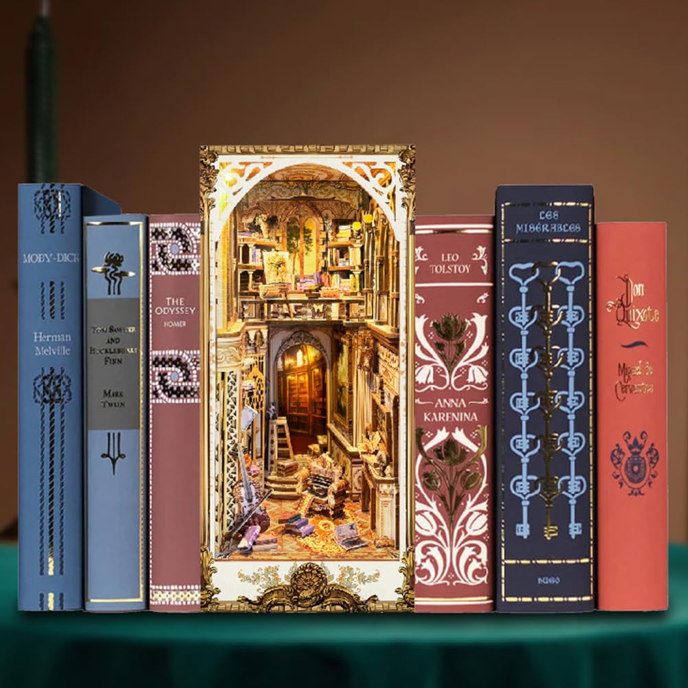 Boekenplank Decoratie Cadeau DIY Poppenhuis Booknook – 3D Houten Puzzel Voor In Je Boekenkast | Met LED Verlichting | Miniatuur Huis Model Om Zelf Te Bouwen Miniatuur Poppenhuis Diy