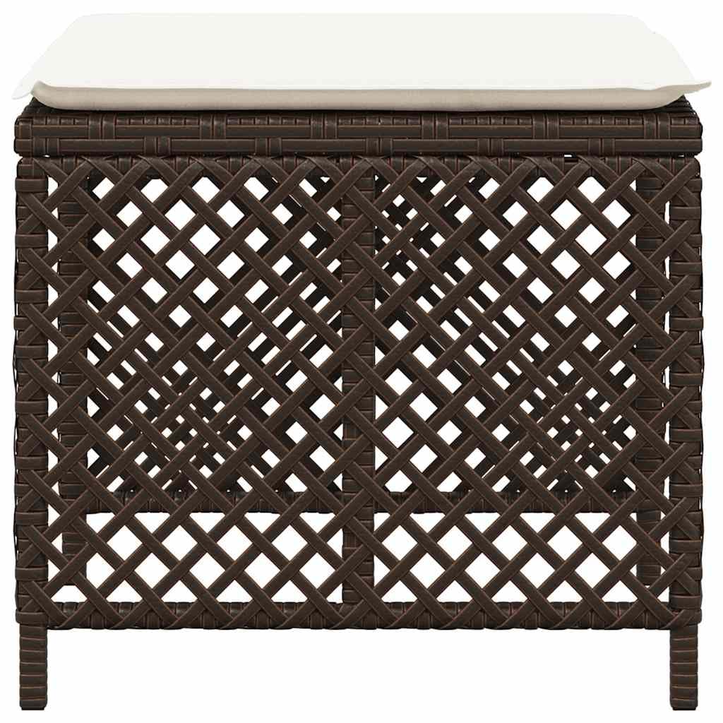 Taboret ogrodowy z poduszką 4 szt. brązowy 41 x 41 x 36 cm polirattanowy