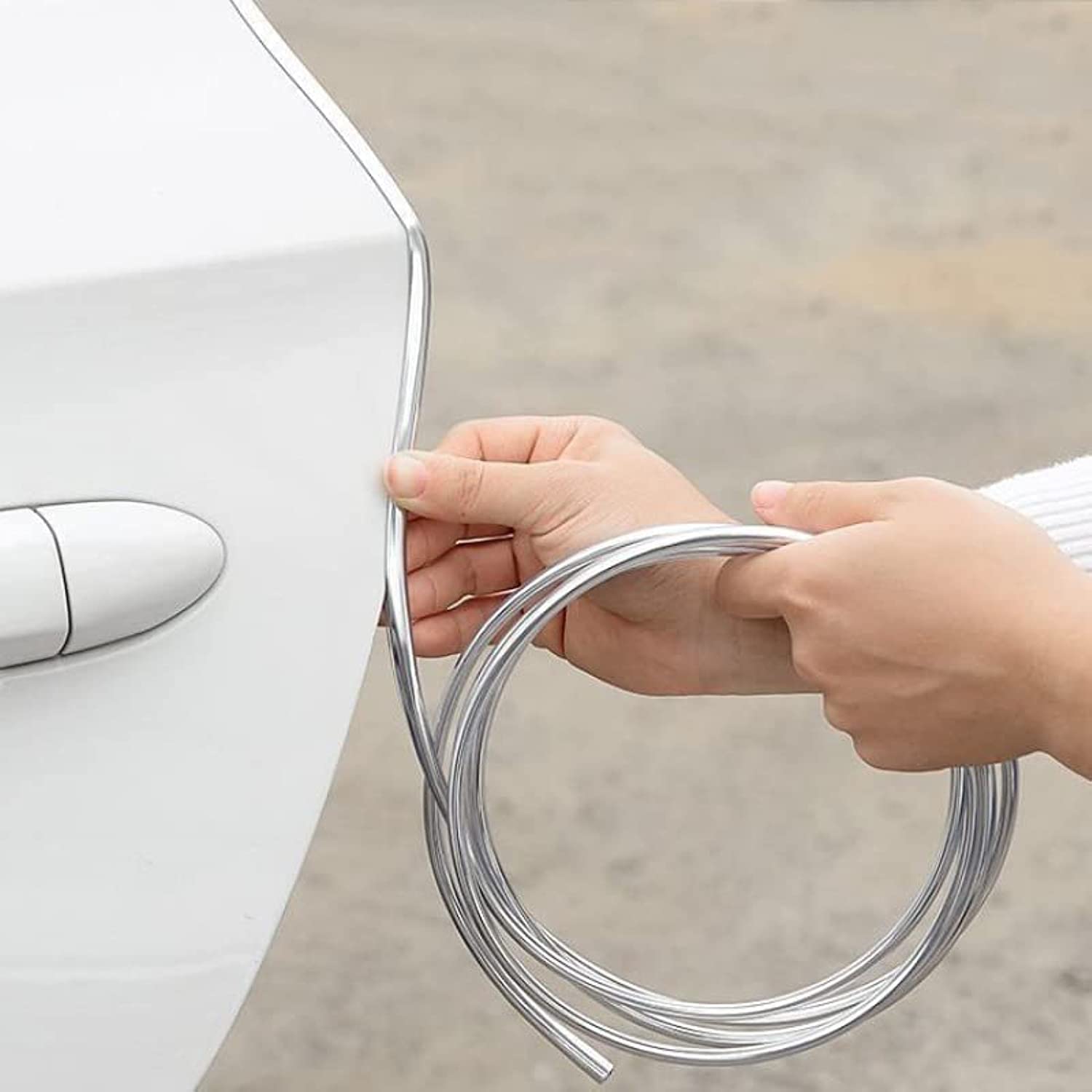 SYOSI Car Door Edge Guards, Universal U Shape Custom Chrome Plated DIY Moulding Trim Strip Line for Sedan Car Pickup Air Vent Door Edge Decoration (Silver)