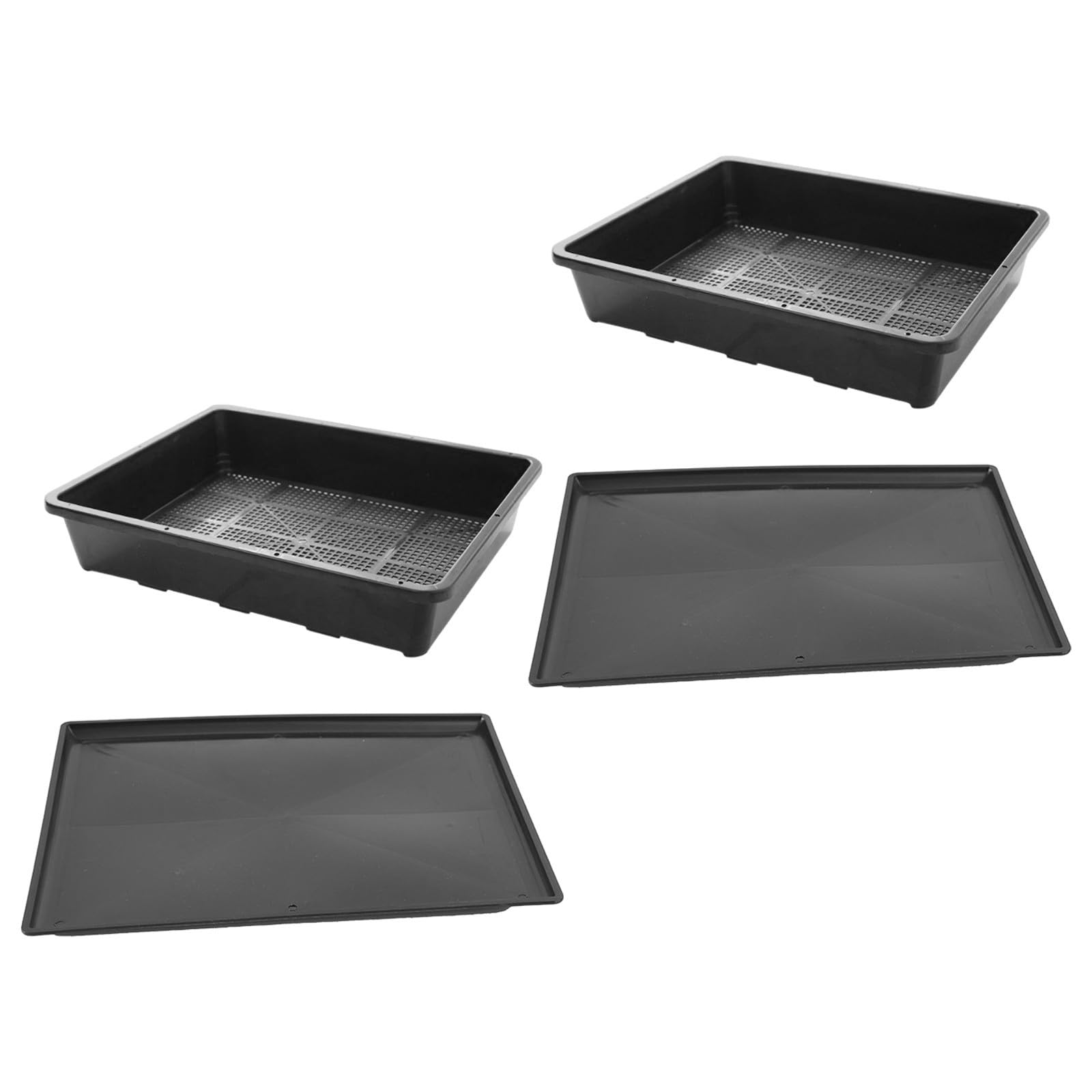 2Er-Set Anzuchtschale und Untersetzer mit Drainagelöchern Schwarze