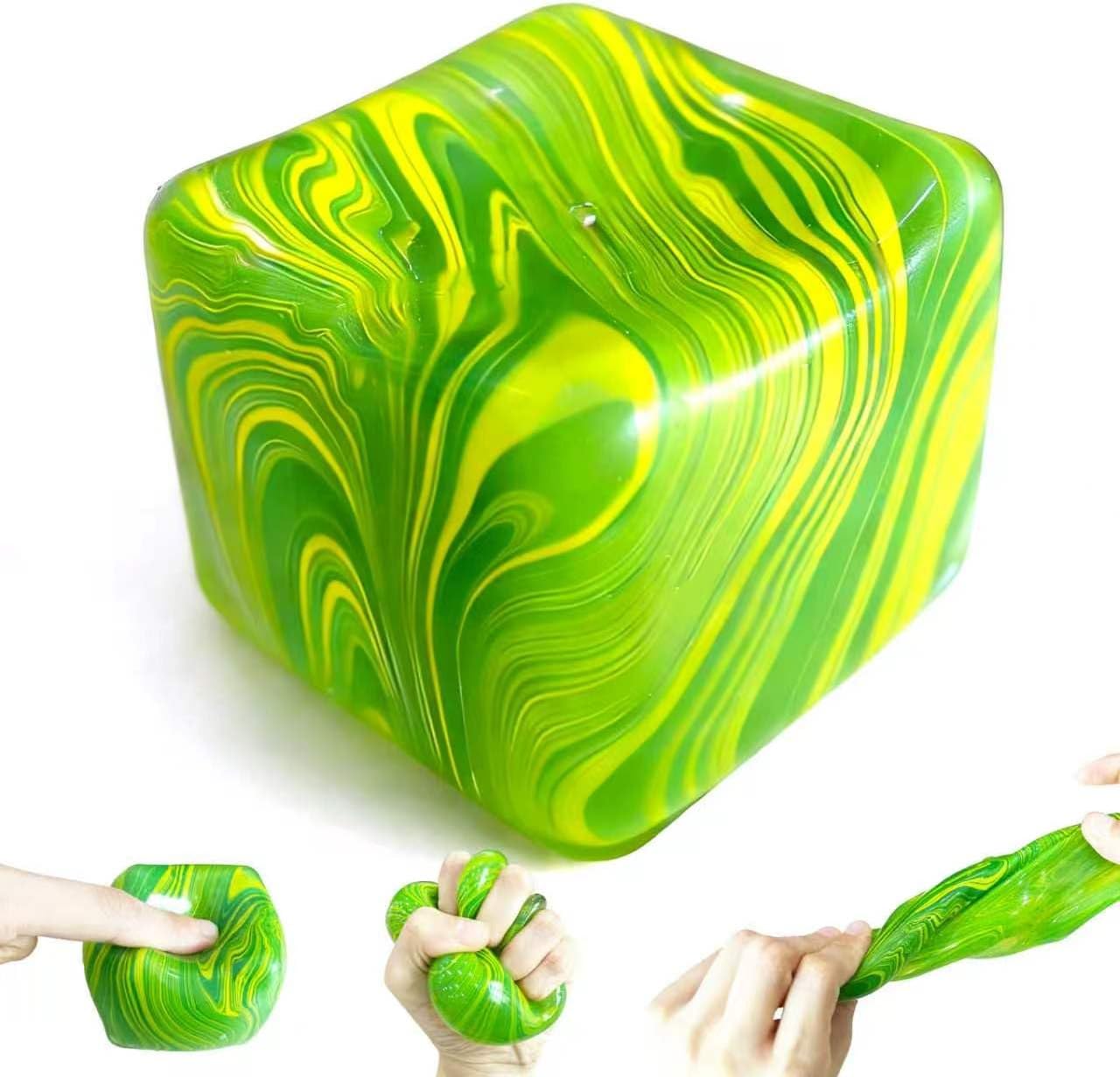 Slow Rise Fidget Toys，Squishies Ice Cube Shape, Sensory Toy for Kids, Stress Relief Squeeze Balls, Easter Basket Stuffers for Boys Girl(Green)