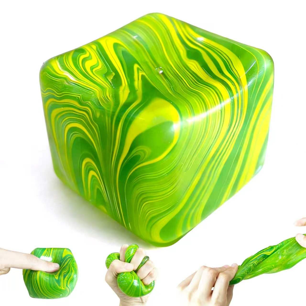 2.2 Inch Slow Rise Fidget Toys，Squishies Ice Cube Shape, Sensory Toy for Kids, Stress Relief Squeeze Balls, Easter Basket Stuffers for Boys Girl(Green
