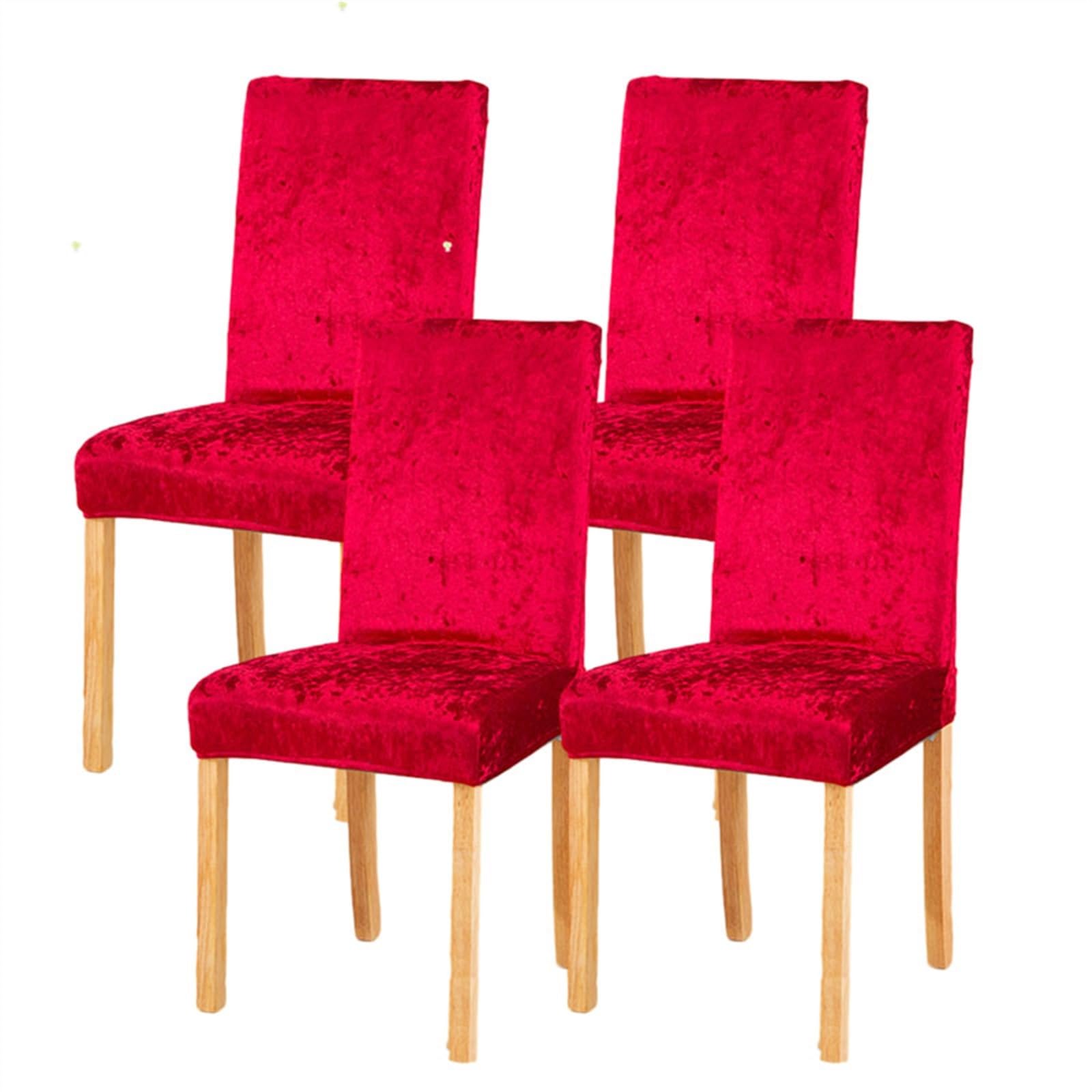 Chair covers, Crushed Velvet Dining Chair Covers,Stretch Removable Washable Dining Chair Slipcover Super Soft Protector for Seat Covers for Wedding Party Dining Room Home Decor (Color : Pink, Size : 8