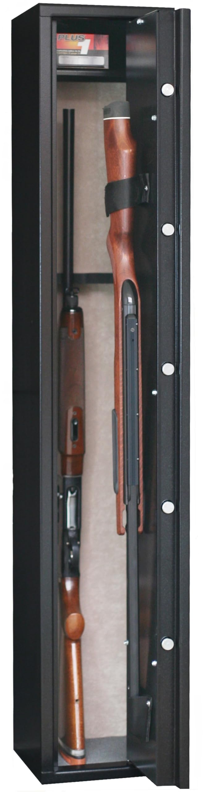 Safe S5 Armoire forte pour Armes en Acier | 4 Armes sans lunette + 1 dans la porte | Serrure à clé