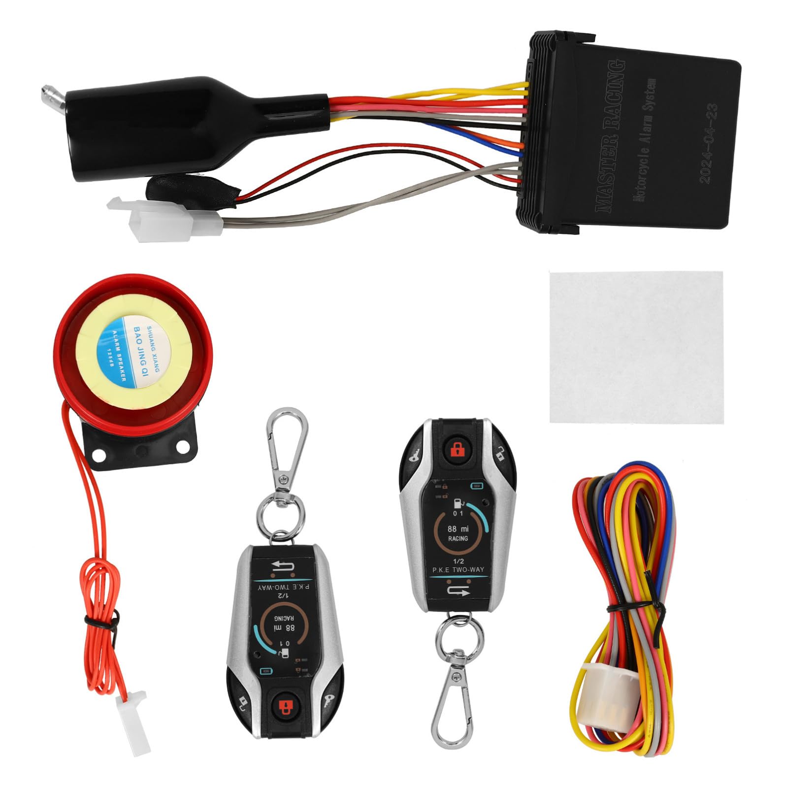 PATKAW Kit Antifurto Moto Allarme Bidirezionale e Avvio Automatico, Blocco Disco in Plastica Telecomando, Dispositivo Sicurezza Avanzato per Motociclette