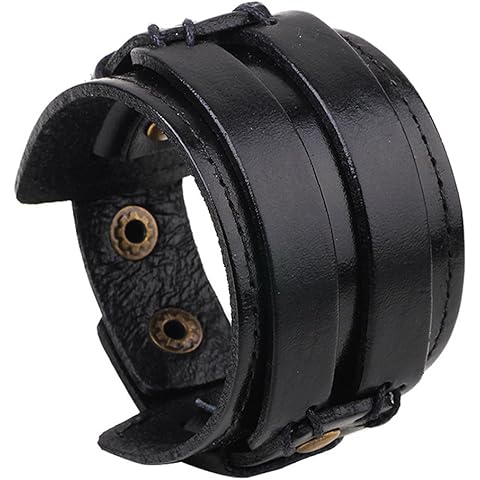 Hamoery Men Leather Bracelet Punk Braided Rope Alloy Bracelet Bangle Wristband