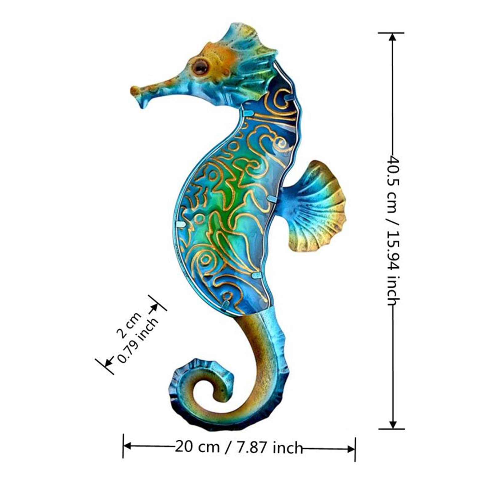 Pesce Metallico 3D Da Parete - Decorazione Oceano In Ferro Blu, 150x42cm - Foto 8