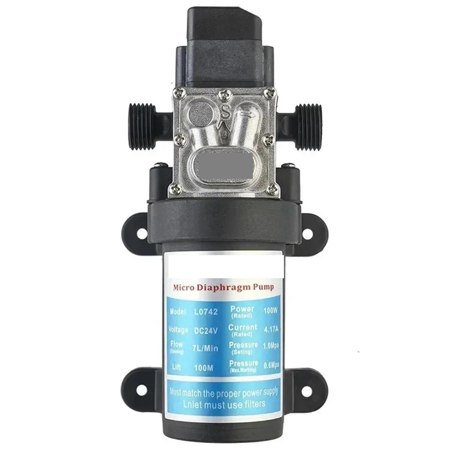 Diaphragm Pump, Diaphragm Pumps, 24V 100W Domestic Self-Priming Electric Pump Resistant to High Temperature Water Pressure Test