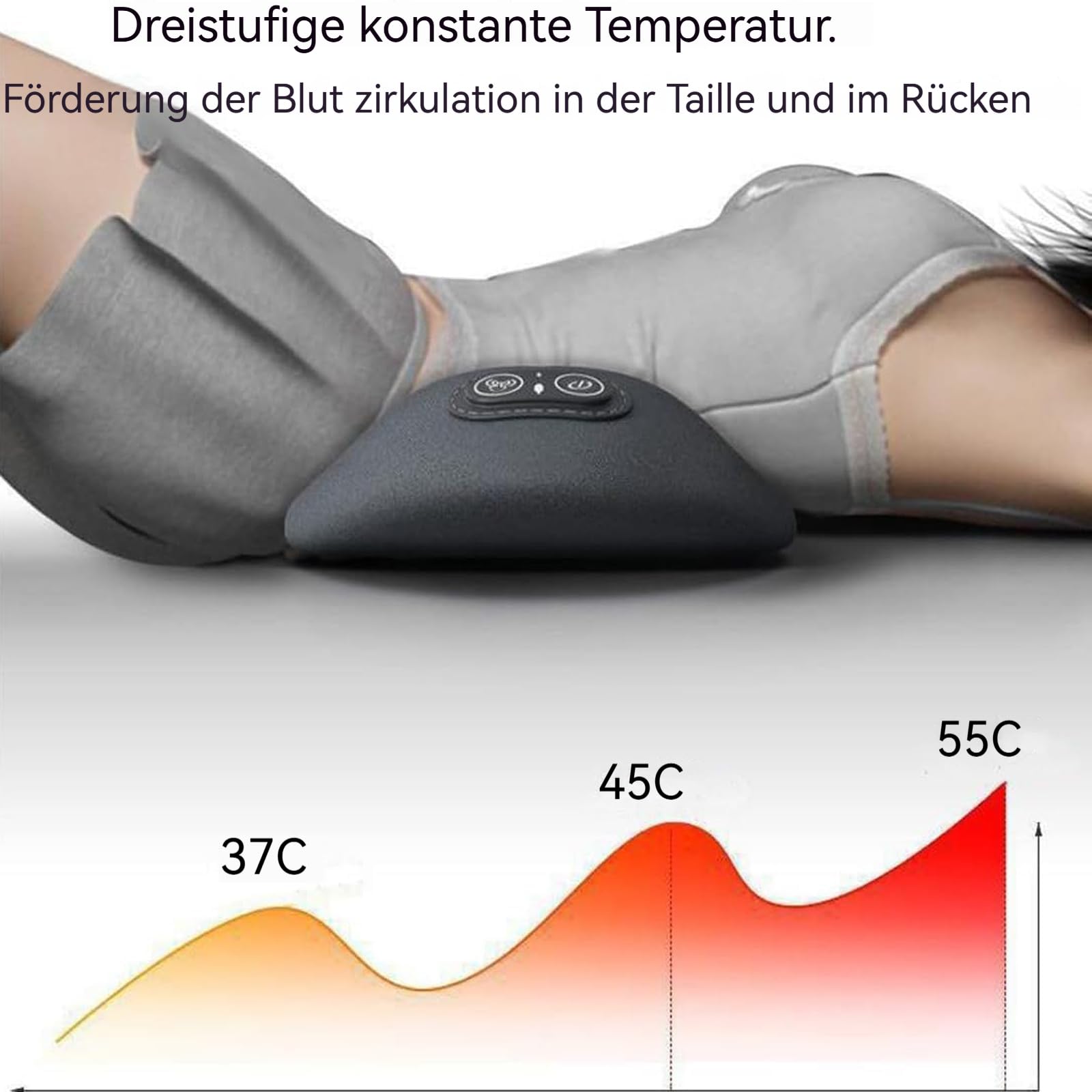 3 In 1 Massage Pad, Rückenmassagegerät Unterer Rücken Mit Wärme/Vibration/Lendenwirbelstütz Um Druck Aus Dem Unteren Rücken Zu Nehmen Und Verspannte Muskeln Zu Lockern (B)