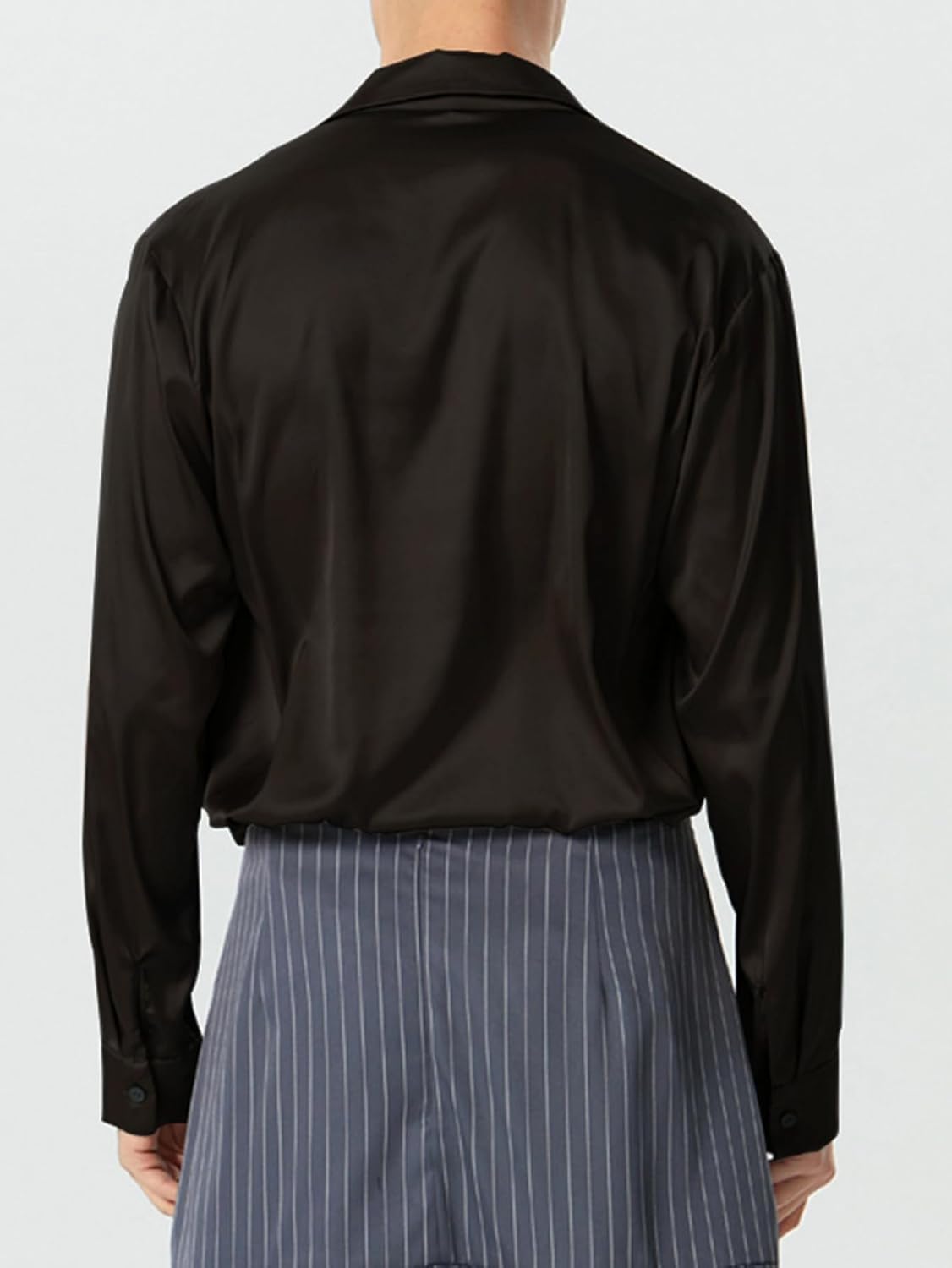 Men's French Flowing Collar Slim Fit Long Sleeve Shirt Casual Business Regualr Fit Button Down Wear - Image 6