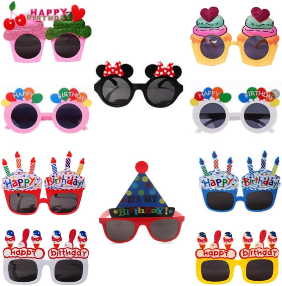 LDFWAY 10 Pairs Novelty Birthday Party Sunglasses Photo