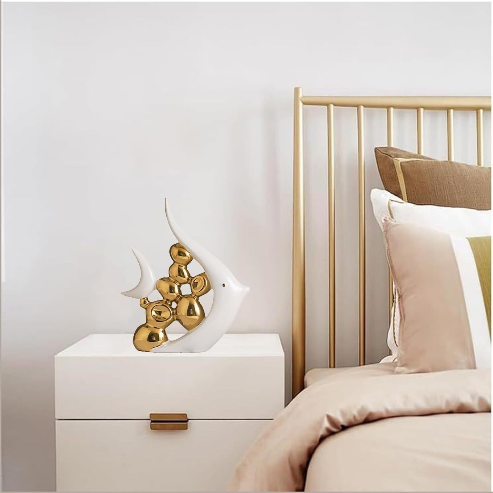 Regalos para Mujeres Figuras de Peces cerámica, Estatua Arte Abstracto Moderno, centros Mesa del océano Decoración para estanterías(B3)