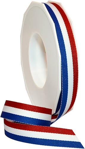 Morex Ribbon 9360320-914 - Cinta patriótica de grogrén a rayas de 58 pulgadas x 20 yardas para envolver regalos, rojoblancoazul, decoraciones del 4