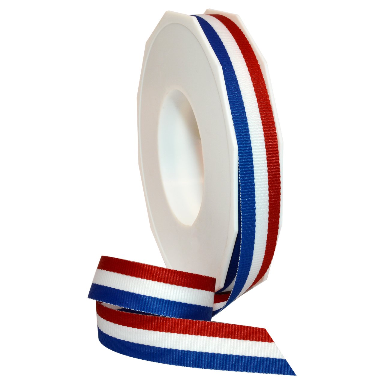 Morex Ribbon 93603/20-914 Striped Grosgrain Ribbon 5/8" X 20 YD Patriotic Ribbon for Gift Wrapping, Red/White/Blue, 4th of July Decorations, American Flags Art Supplies Gift Ribbons for Crafts