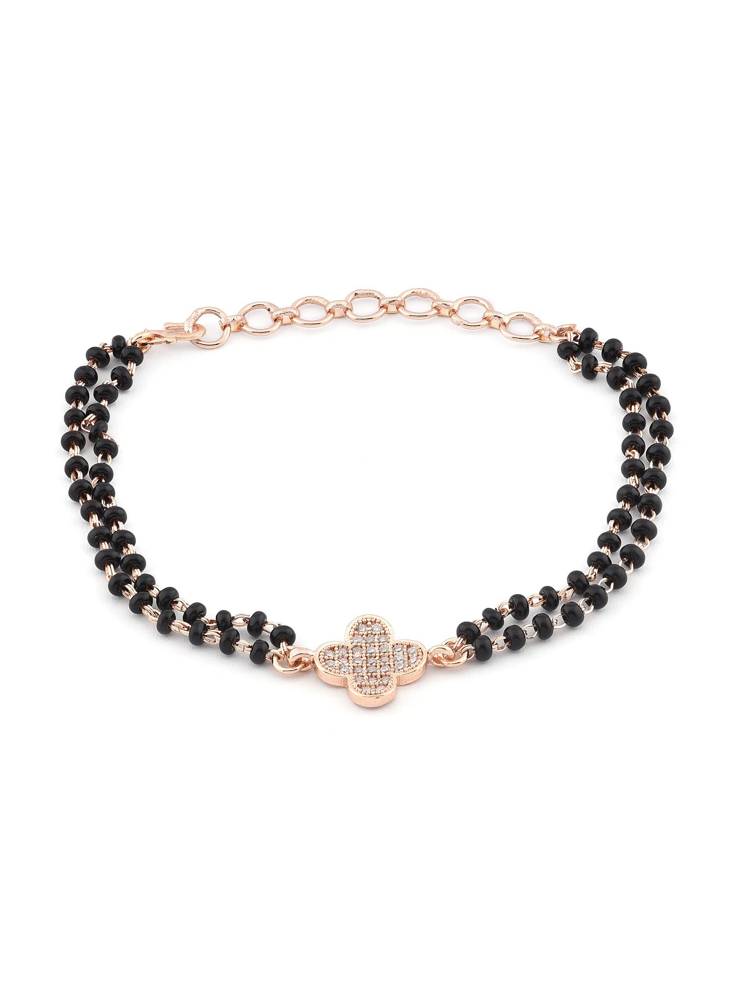 ZAVERI PEARLS Rose Gold Contemporary Cubic Zirconia Mangalsutra Bracelet For Women-ZPFK12635 (B09WV9P4QL) Amazon Price History, Amazon Price Tracker