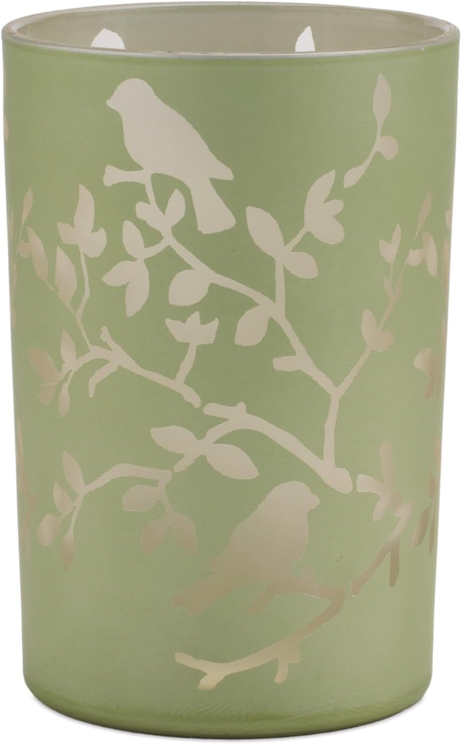 Striped Glass Candle Holder Green