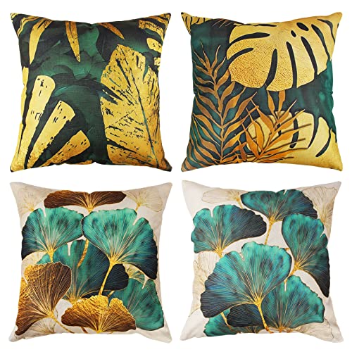 tronisky Lot de 4 housses de coussin décoratives en coton et lin - 40 x 40 cm - Pour salon, jardin, voiture Cover