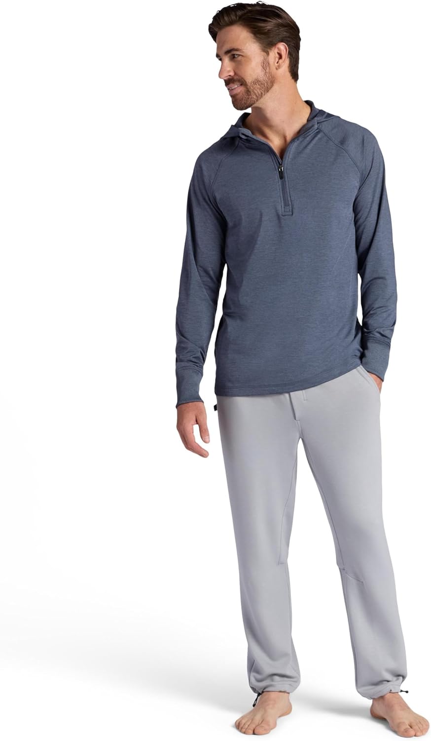 Gaiam Men's Serenity Flow Long Sleeve Cowl Neck Quarter-zip Hoodie, Standard Fit, Stretch Midweight Material