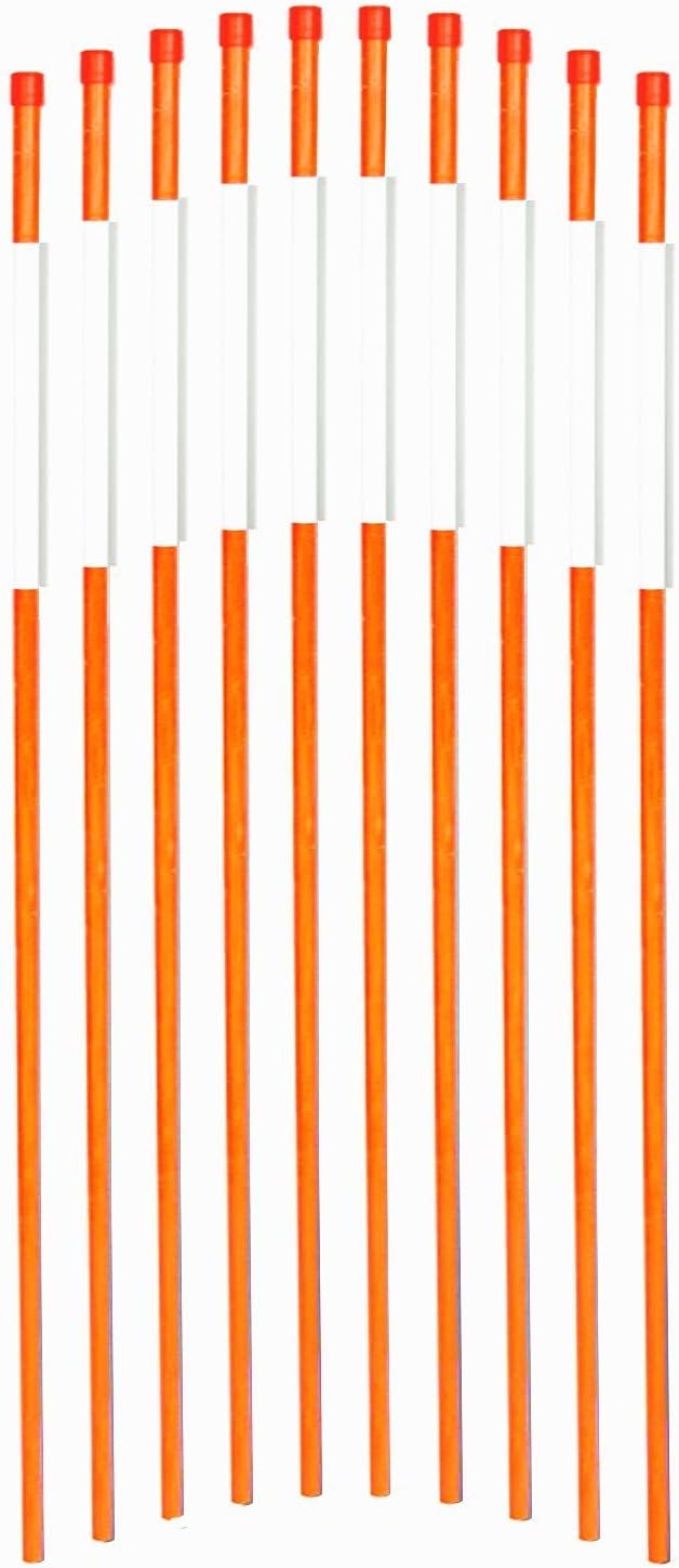 Reflective Driveway Markers 72-Inch Orange 20-Pack 5/16-Inch Diameter Solid Snow Poles Snow Markers